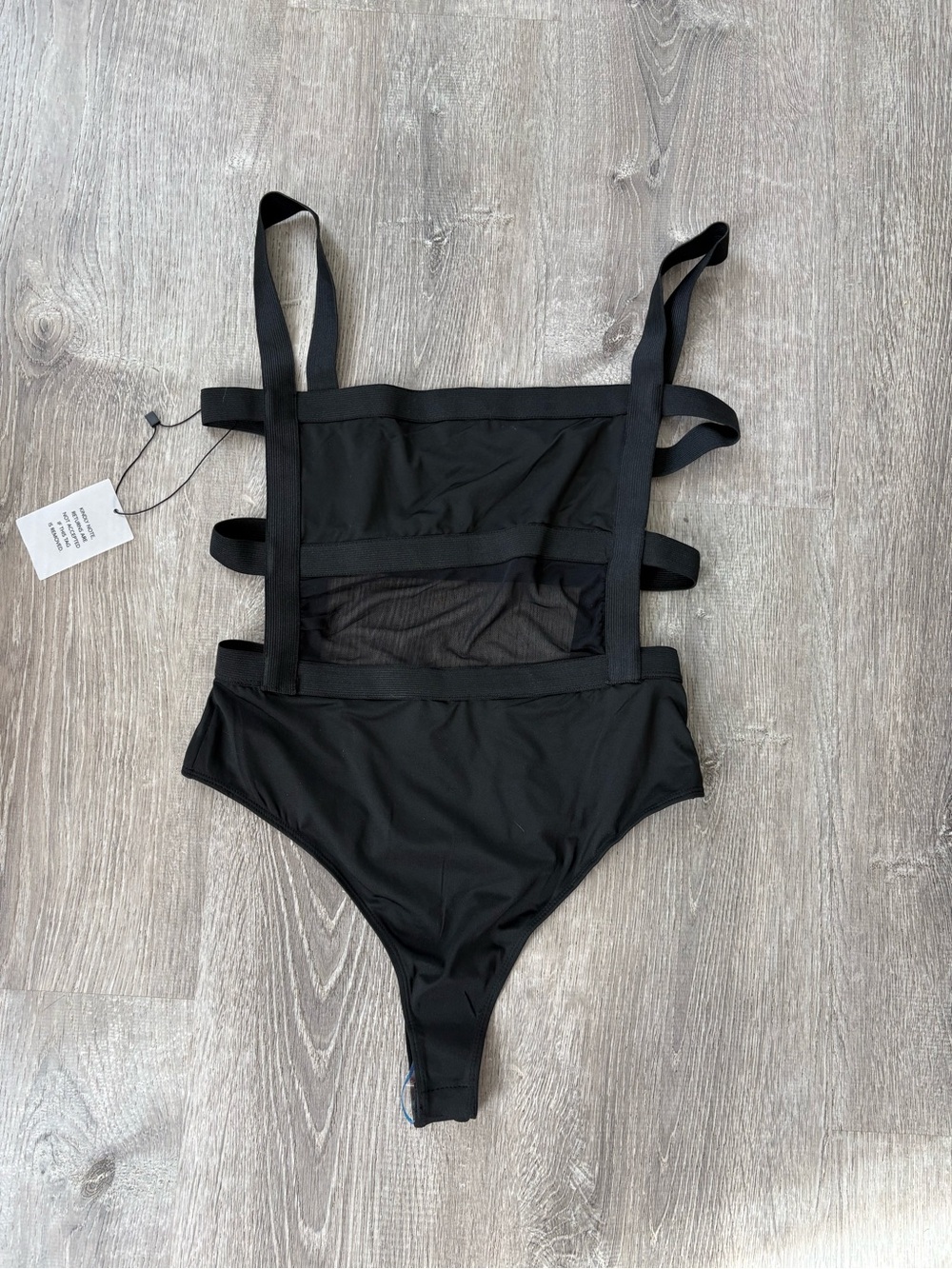 superdown Black Strappy Mesh One-Piece Swimsuit